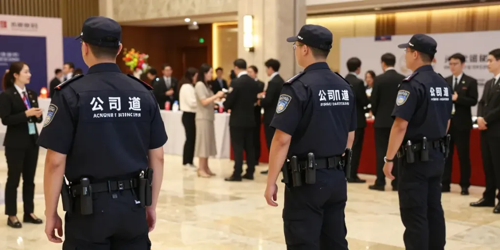 Security Services by licensed professionals at a corporate event, ensuring safety and community peace of mind.