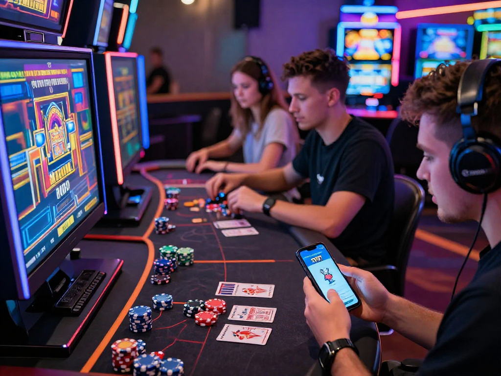 Players enjoying multiple gaming experiences on the TK 1971 casino platform, showcasing mobile and immersive options.