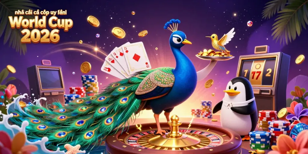 Experience thrilling action with nhà cái cá cược uy tín World Cup 2026 featuring a colorful casino scene.