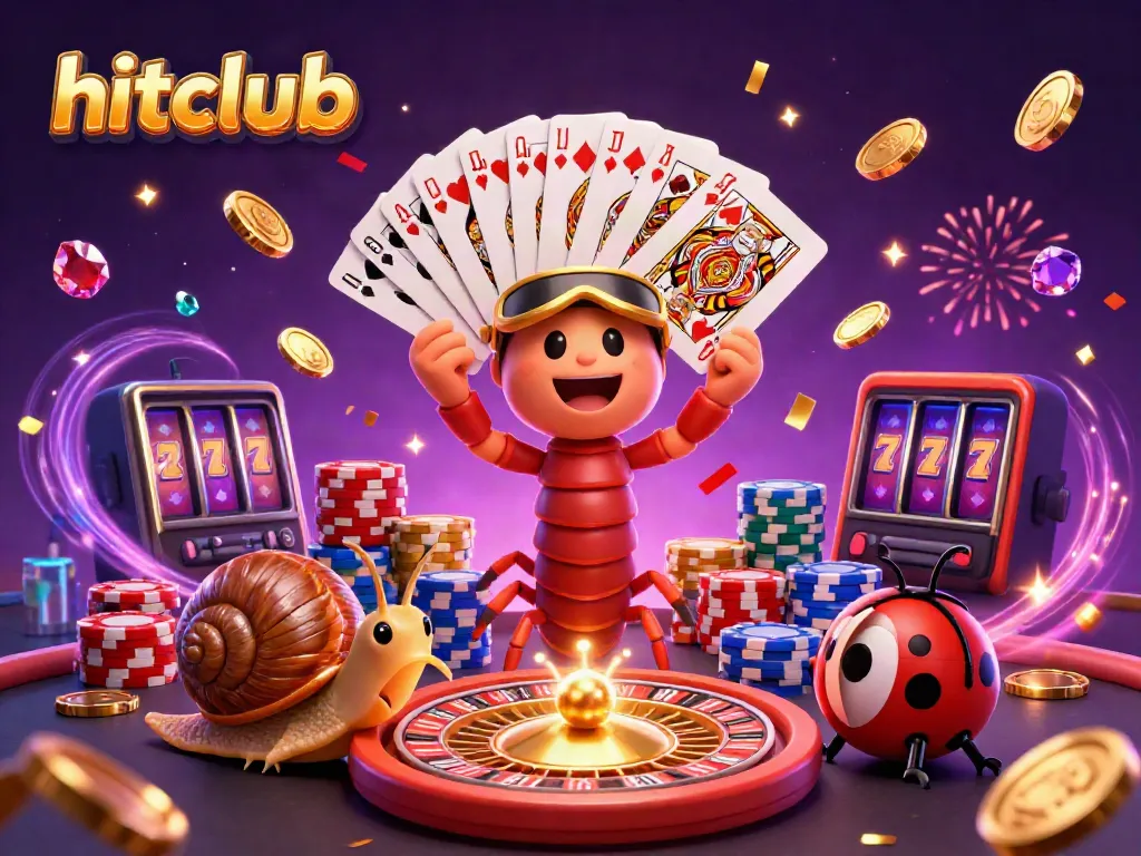 Experience the thrill of hitclub with a vibrant casino scene featuring a millipede dealer and exciting game elements.