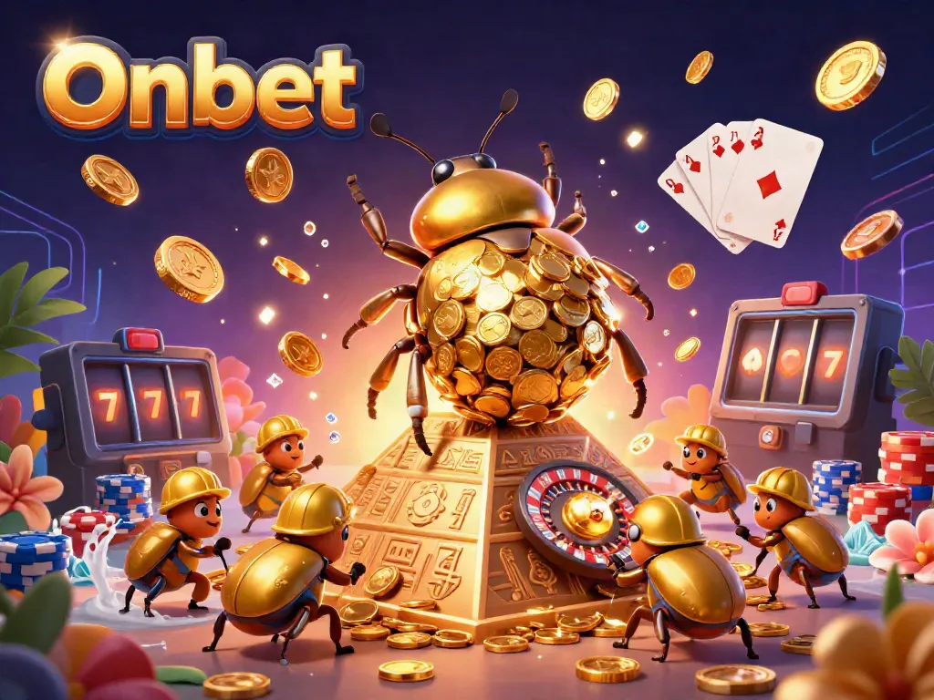 Experience thrilling wins at Onbet with a vibrant 3D casino adventure featuring golden treasures.