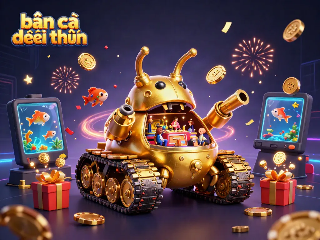 Experience exciting gameplay with bắn cá đổi thưởng in this ultra-detailed 3D scene, featuring dynamic casino elements.