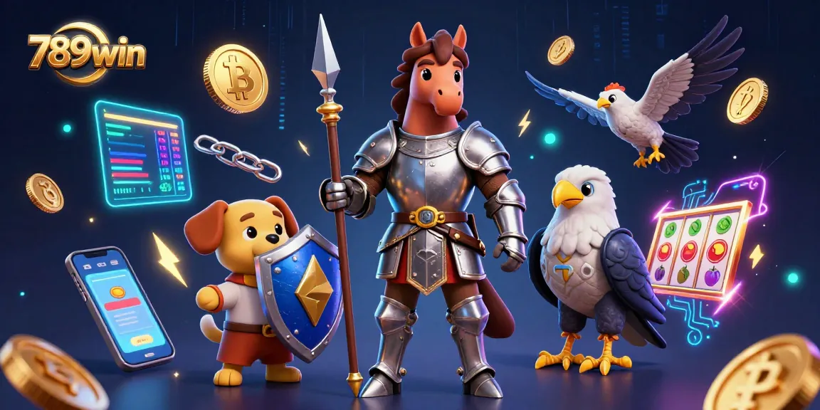 789win brings excitement to the online casino scene with a knight, squire, and falcon amidst vivid gaming elements.