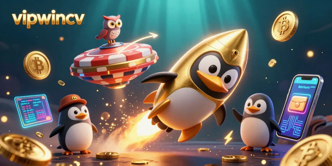Take a thrilling journey with vipwincv as a golden penguin propels through space, finding treasures.