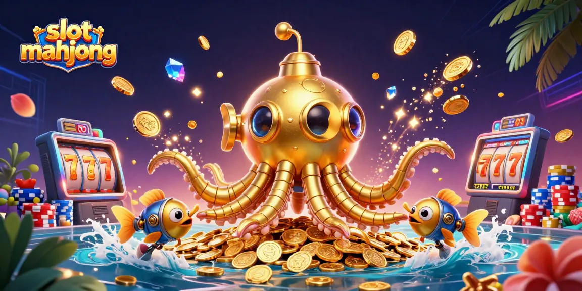 Engage with slot mahjong to collect winnings, surrounded by gold coins and vibrant casino elements.