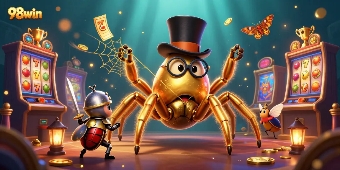 Spin and win at 98win's online casino with vibrant gaming elements and enchanting characters