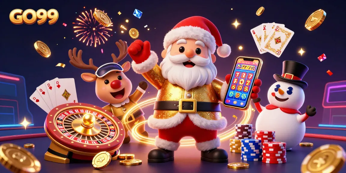 Experience the thrill of GO99 with cartoon characters celebrating in a vibrant casino scene.