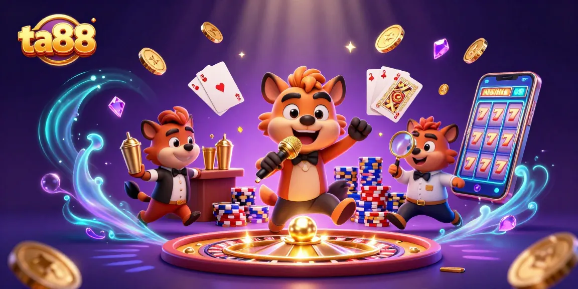 Experience the fun at ta88 with hyenas in a vibrant comedy casino scene, featuring laughter and gaming excitement.