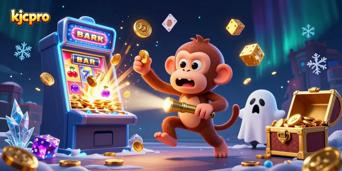 Uncover thrilling jackpots at KJCPro with a playful poltergeist monkey in a vibrant casino.