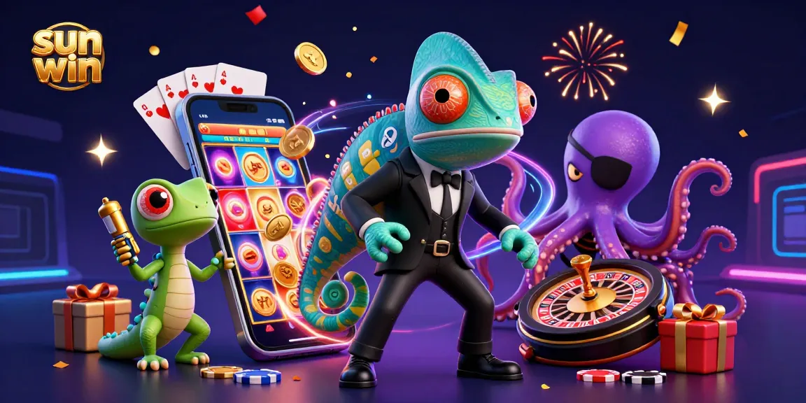 Engage with sun win through vibrant casino scenes featuring dynamic characters and exciting game elements.
